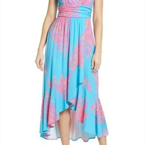 Lilly Pulitzer NWOT Oasis Goddess Teal/Coral/Pink Knit Moana Dress Size XXS